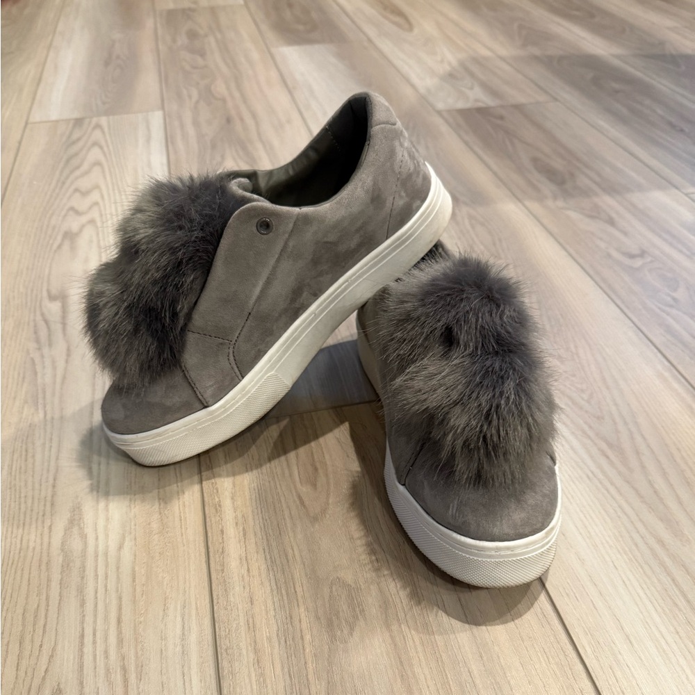Sam Edelman Charcoal Fur-Trim Sneakers